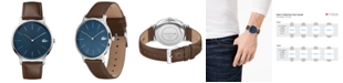 Lacoste Men's Moon Ultra Slim Brown Leather Strap Watch 40mm